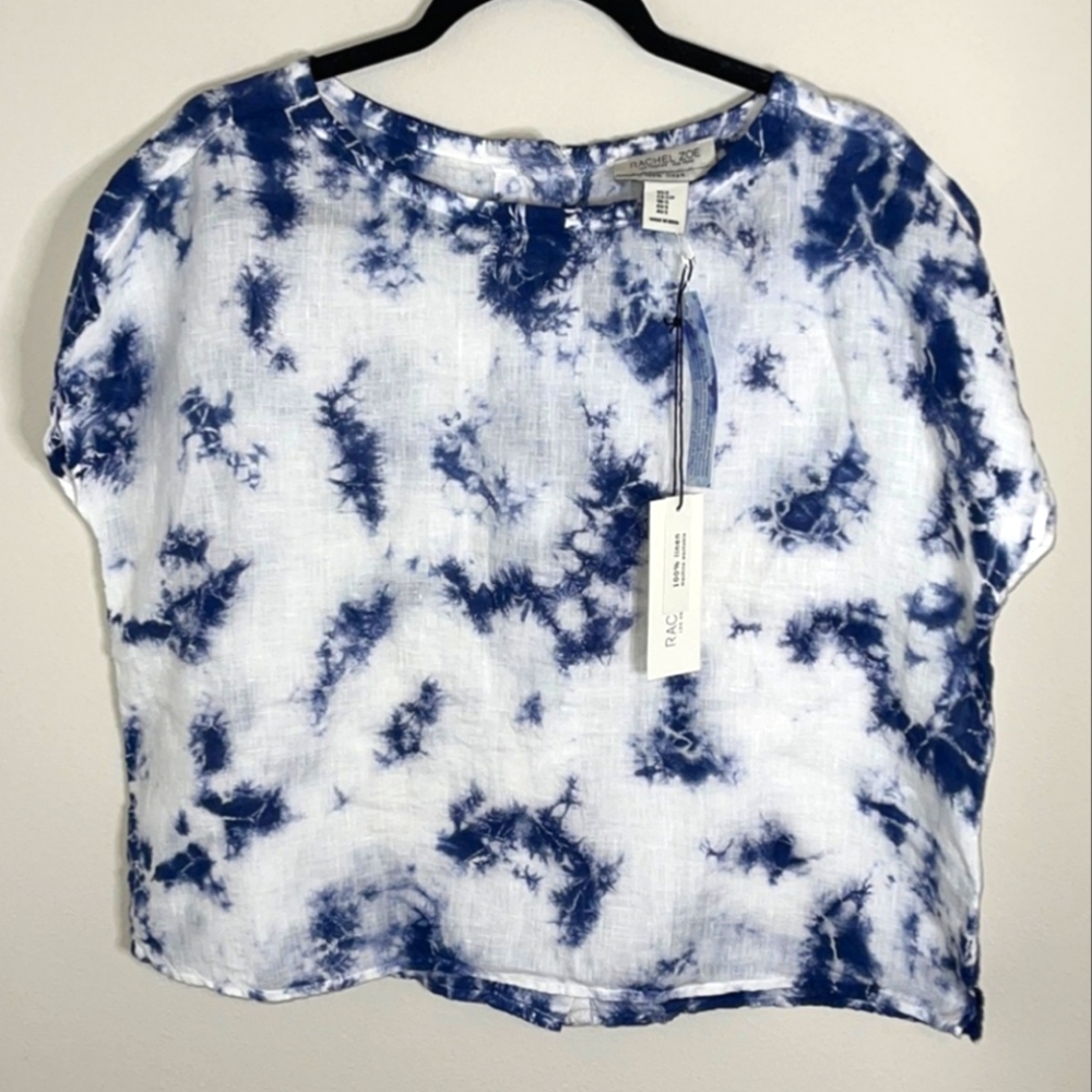 Rachel Zoe Linen Tie Dye Button Down Blouse